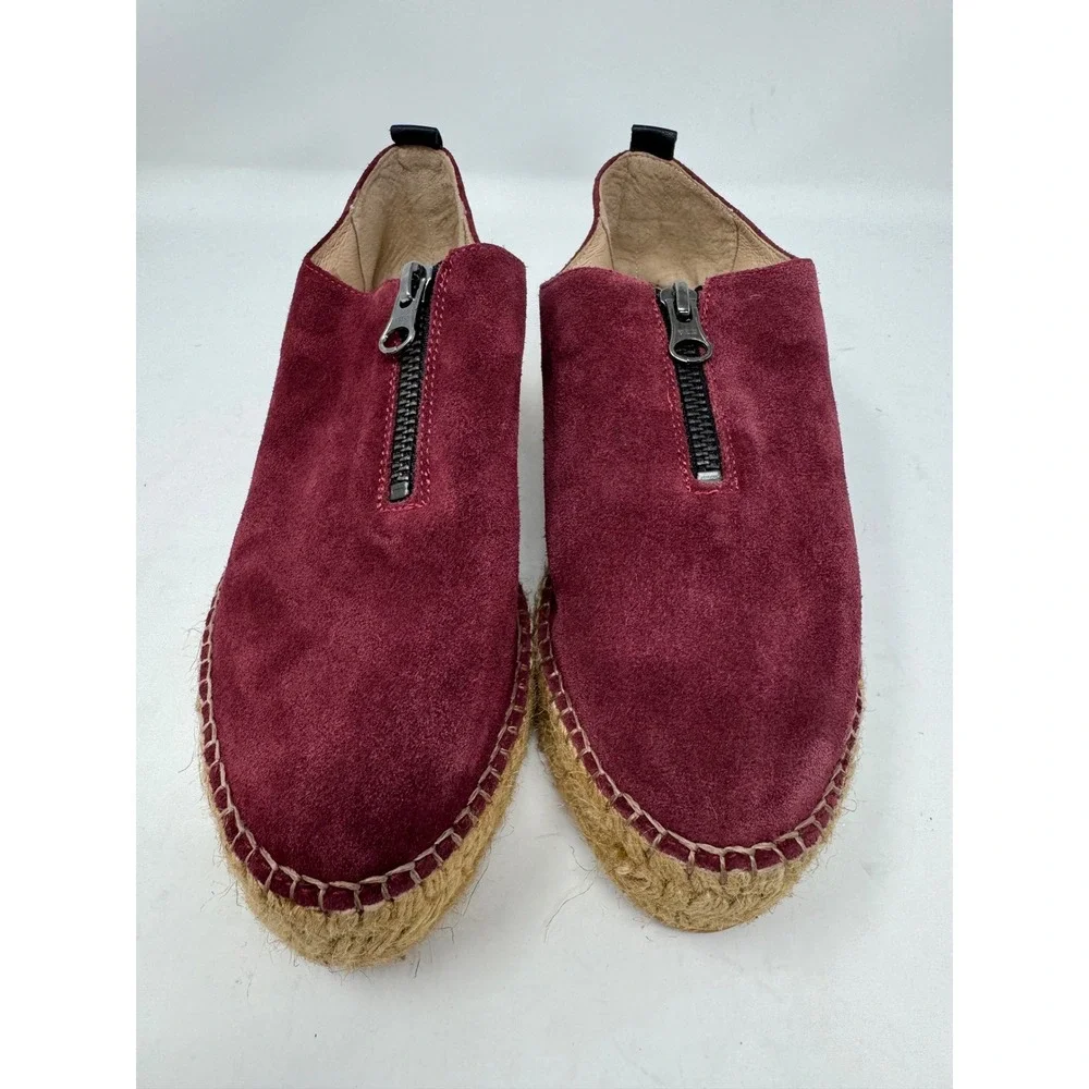 Eric Michael Serena Slip-On Suede Zip Espadrille Platform Made in Spain Size 37